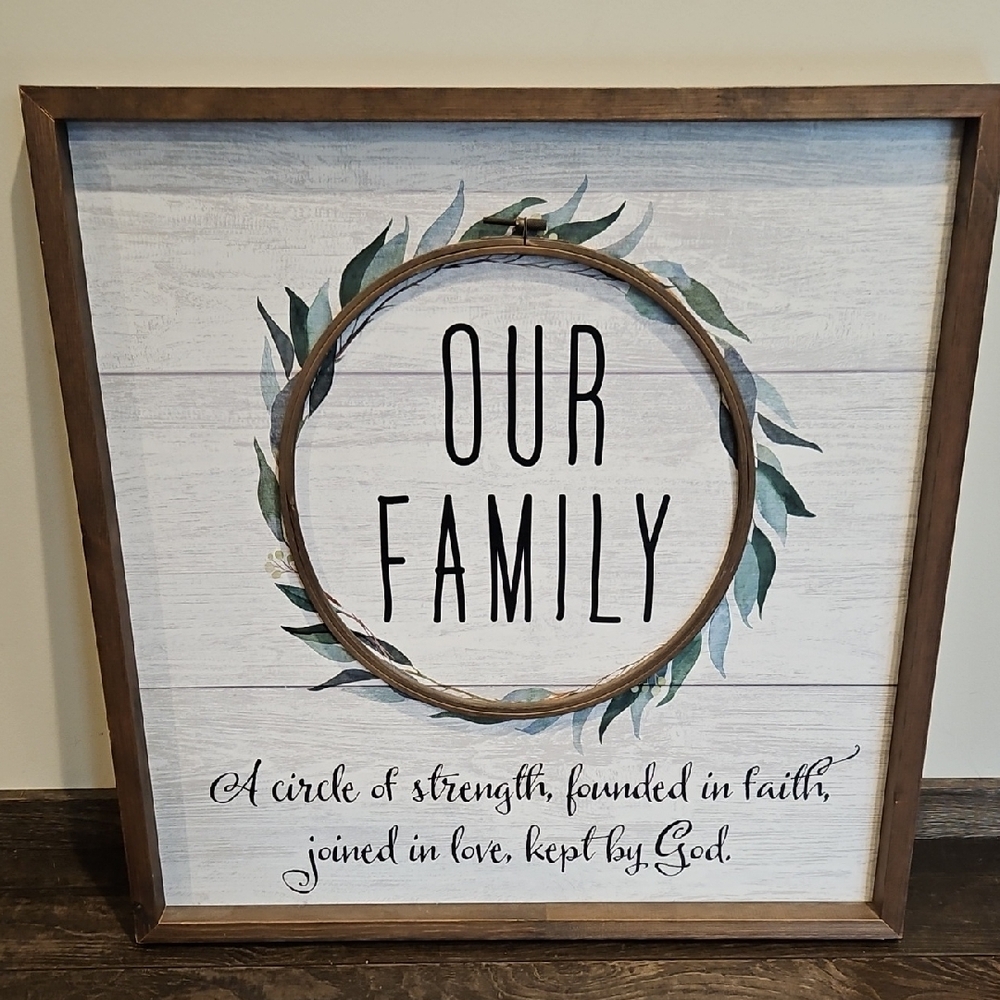 Wooden Family Wall Art with Inspirational Quote